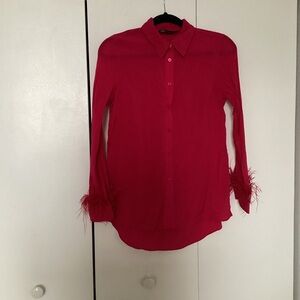 Zara Feather-Trimmed Women's Top